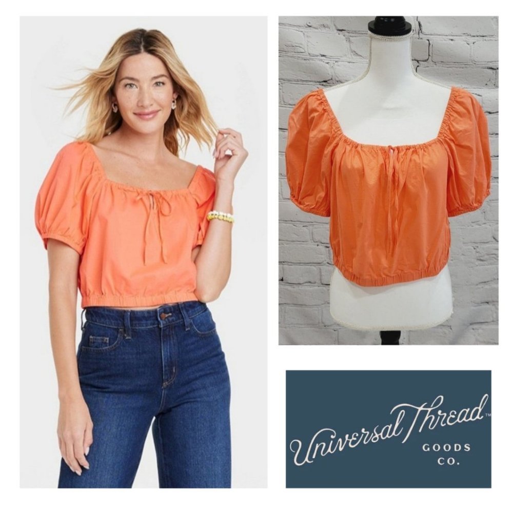 Universal Thread, Women's Puff Short Sleeve Peasant Top, TP6-BQ